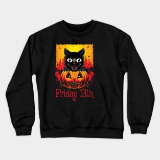 scary black cat cartoon illustration Crewneck Sweatshirt